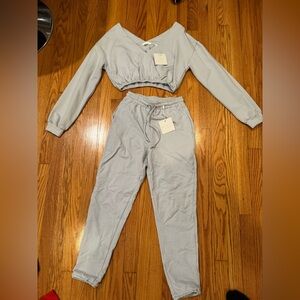 Meshki Basics baby blue jogger/crop set